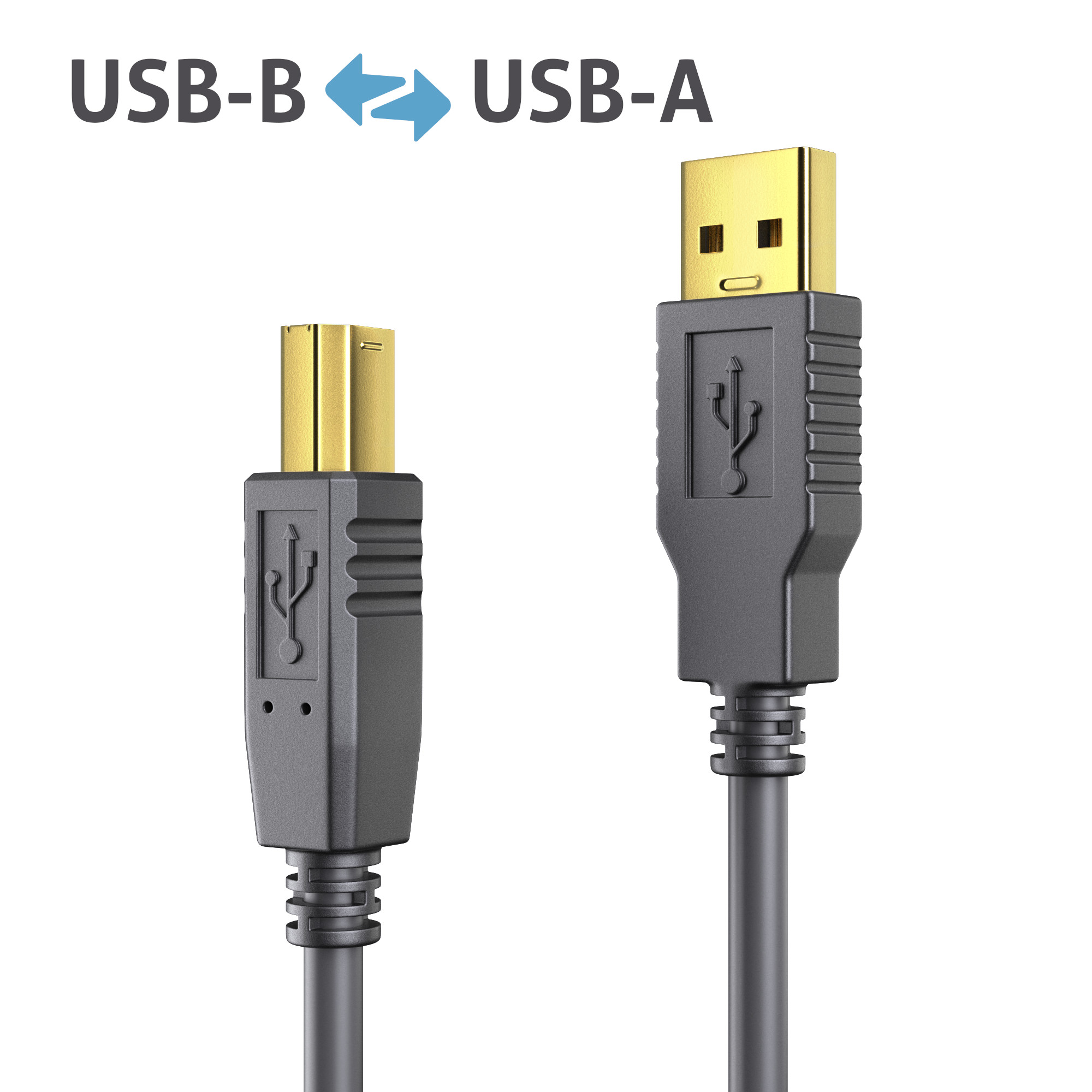 PureLink - USB-A/B 2.0 Aktives Kabel - schwarz - 5.0m