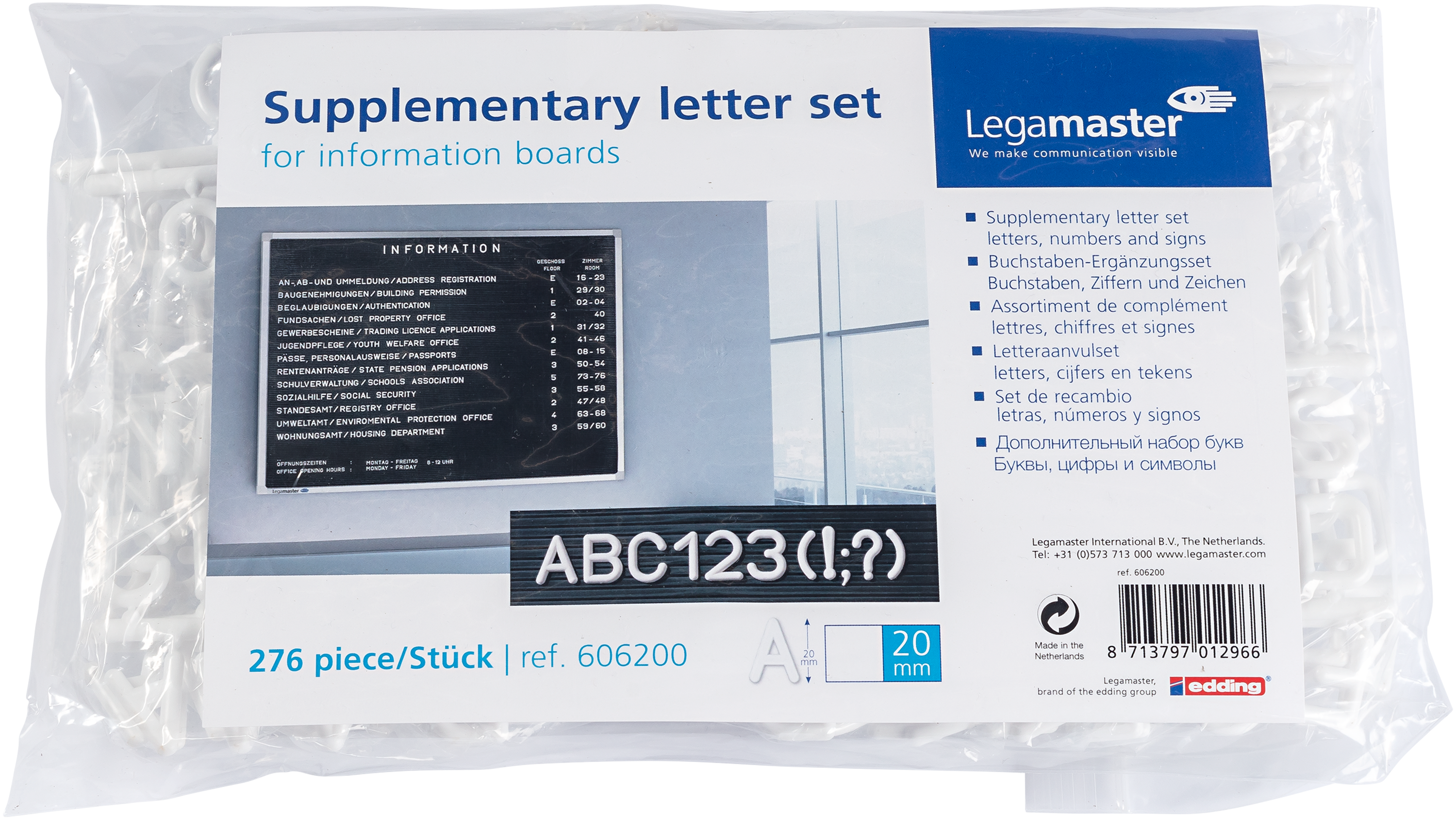 Legamaster lettres et chiffres assortiment complémentaire 20mm 280pcs