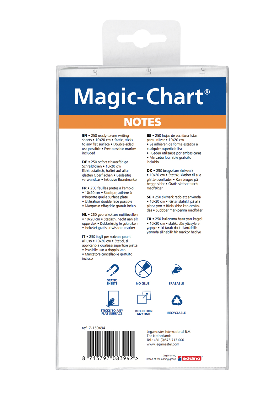Legamaster Magic-Chart notes 10x20cm sortiert 250St.