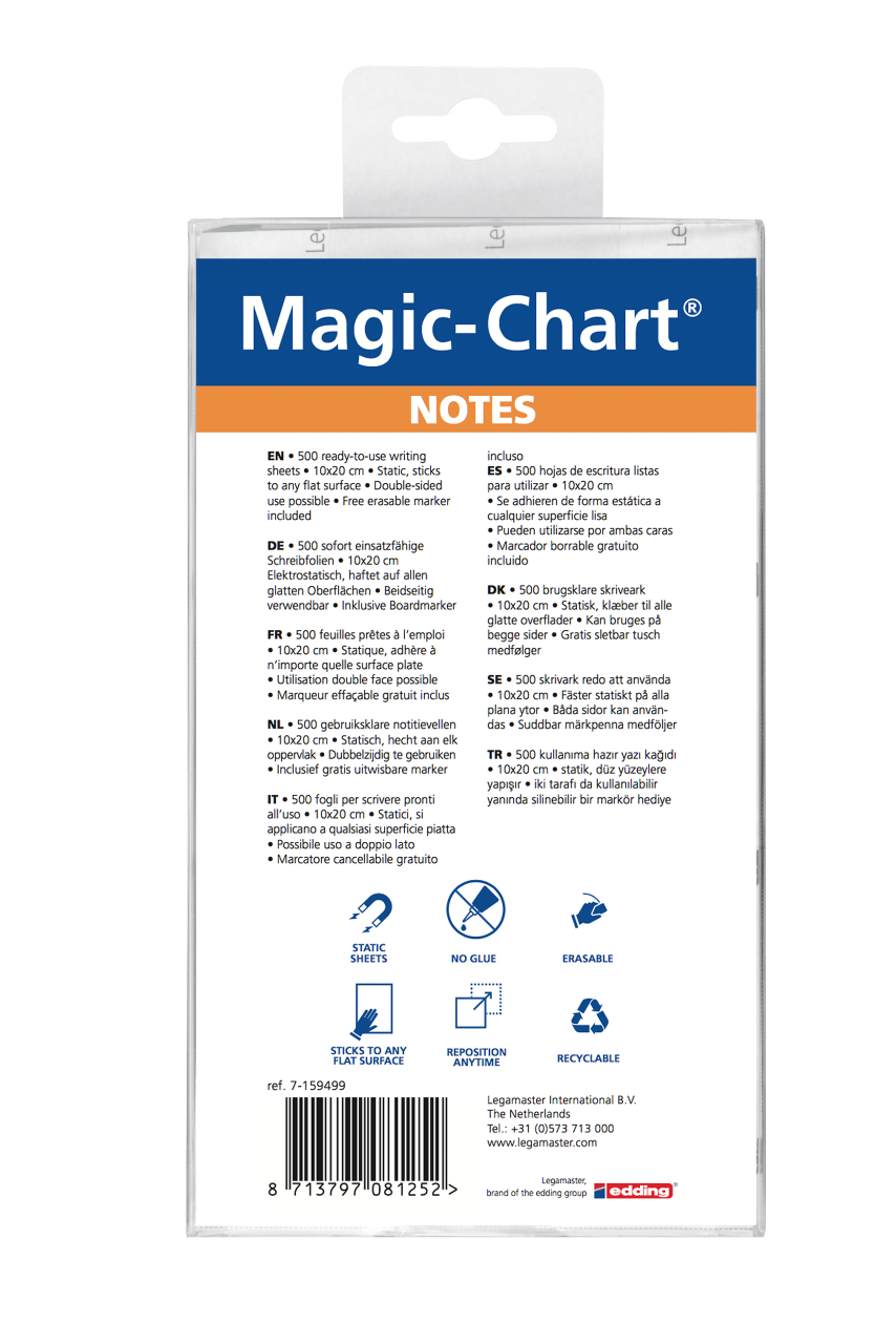 Legamaster Magic-Chart notes 10x20cm sortiert 500St.